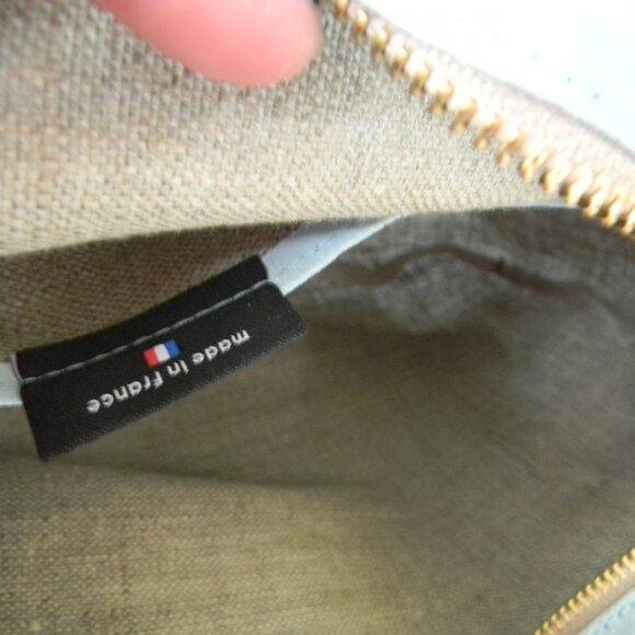 NWT JACK GOMME PARIS LEBOWL LINEN/LEATHER BOWLING BAG LIGHT BLUE CROSSBODY - Picture 12 of 12